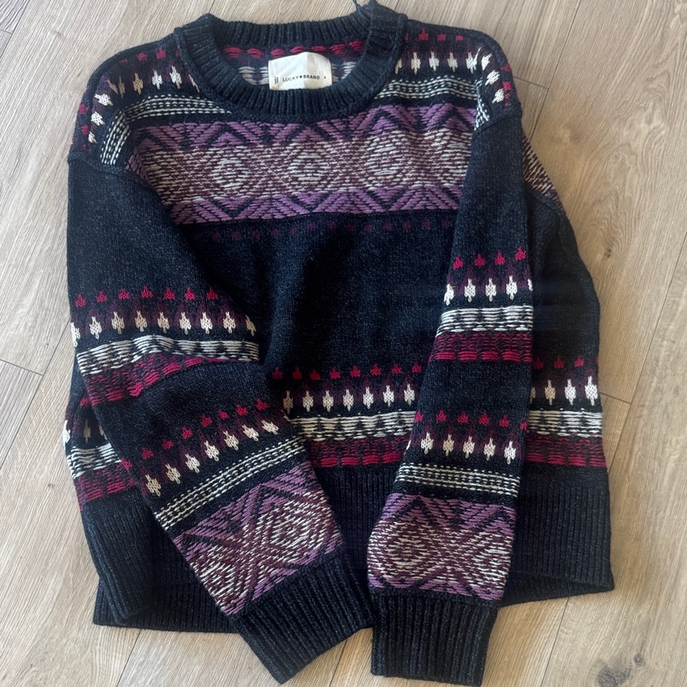 Lucky Brand Multicolor Patterned Crewneck Sweater